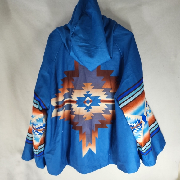 Blue Navajo Style Oversized Jacket - Picture 6 of 12